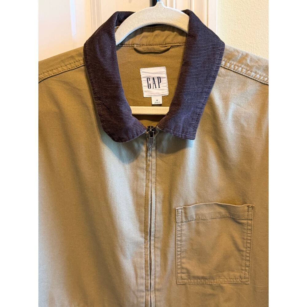 Gap Men's Relaxed Canvas Utility Jacket Brown Corduroy Collar Front Zipper M - Picture 4 of 12